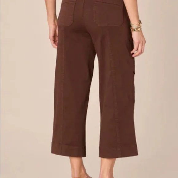 Ab"solution Skyrise Double Button Wide Leg Crop Utility Pants - Picture 4 of 4